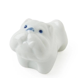 Ceramic Bulldog Chopstick Rest | White (Japan)