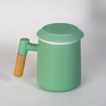 15oz  Porcelain Tea Mug with Lid and Infuser | Mint Green