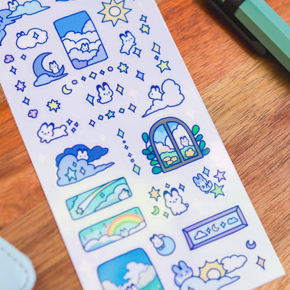 Cloudy Bunnies clear sticker sheet by Thousand Skies, alternate view 2