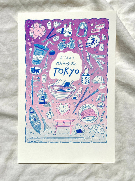 Travel Card Series Tokyo Risograph Print | Natalie Andrewson (CA)