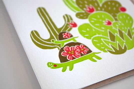 Desert Tortoises Birthday Letterpress Card |Single Card|  Fugu Fugu Press (CA)