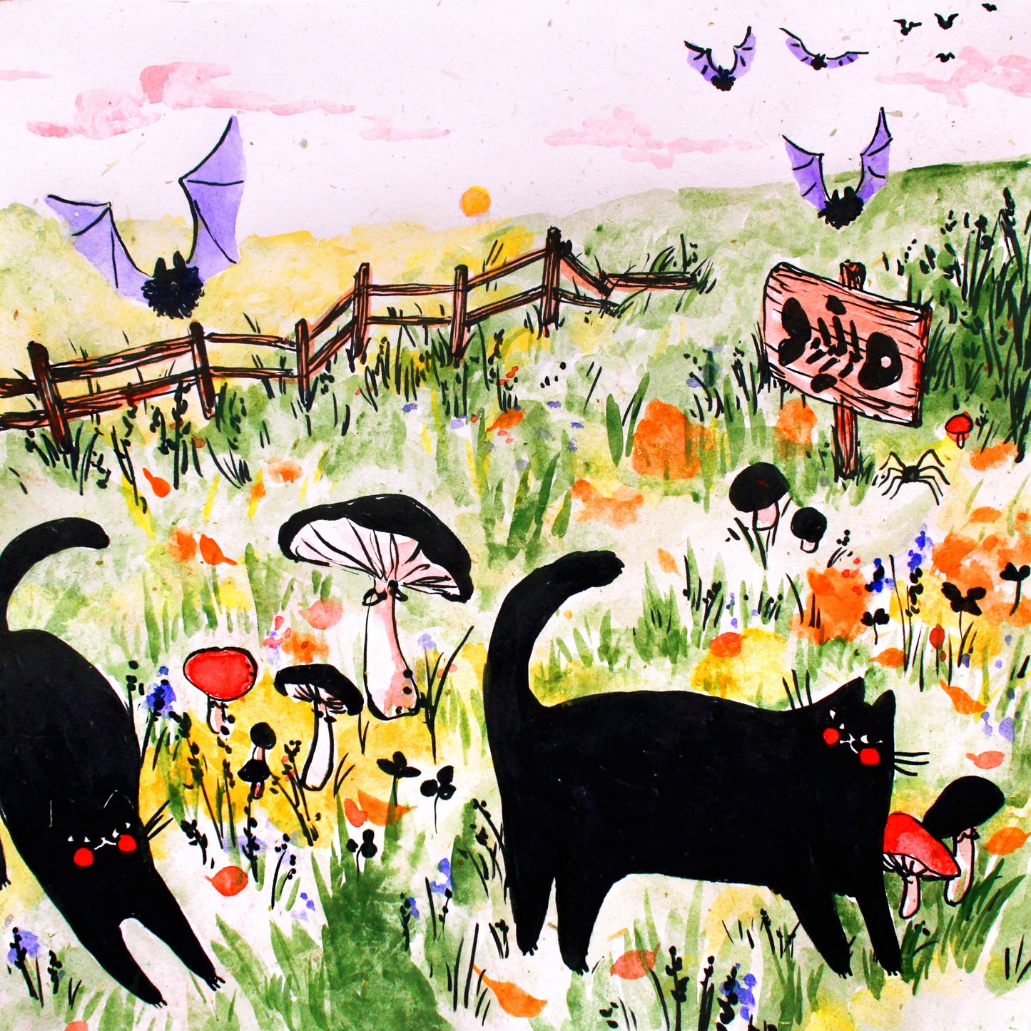 Two Black Cats Art Print | Rebekah Evans (NC)