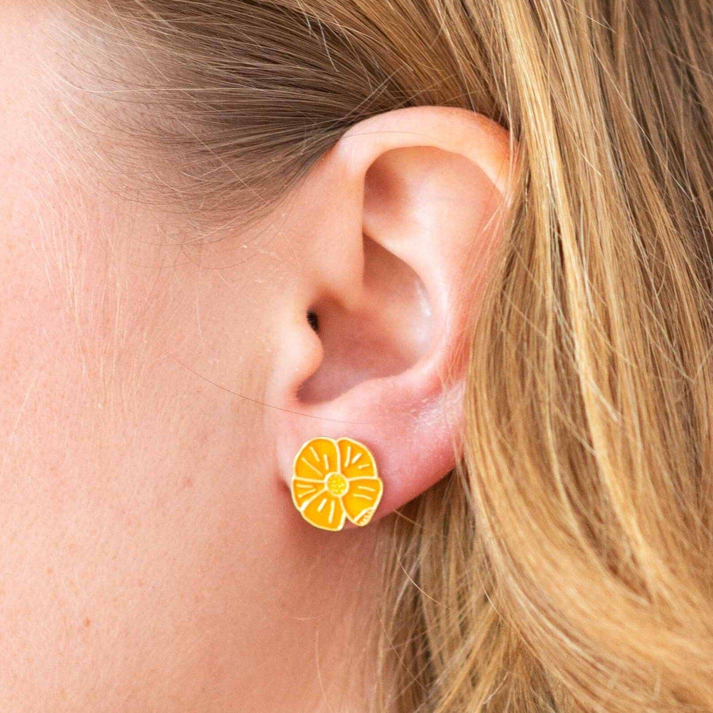 18k Gold Poppy Enamel Earrings | Jenny Lemons (CA)