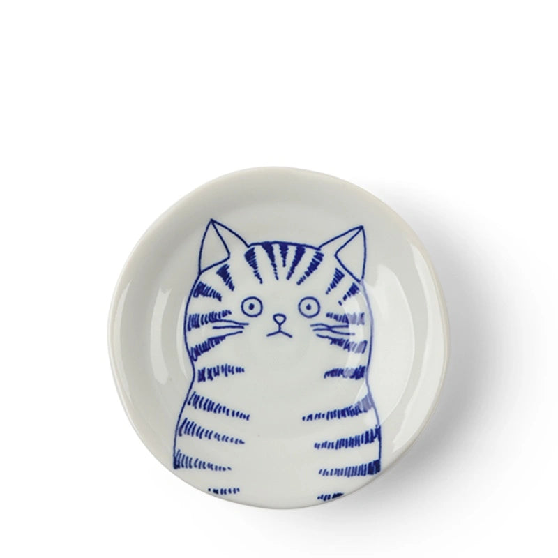 Ceramic Cat Face Plate Set (Japan)