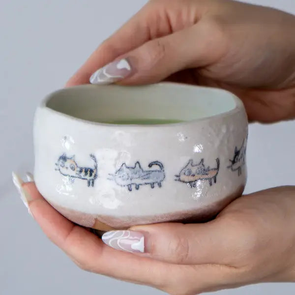 Neko Cats Porcelain Mini Matcha Bowl | Japan