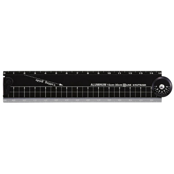 Foldable Aluminum Ruler | Black | Kutsuwa (Japan)