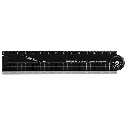 Foldable Aluminum Ruler | Black | Kutsuwa (Japan)