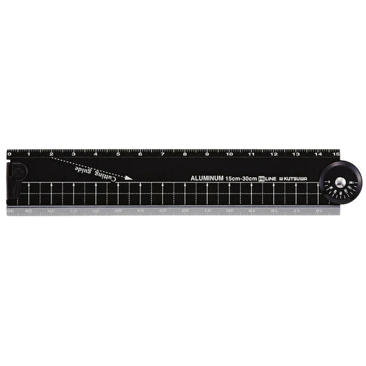 Foldable Aluminum Ruler | Black | Kutsuwa (Japan)