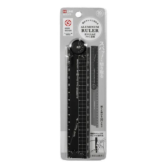Foldable Aluminum Ruler | Black | Kutsuwa (Japan)