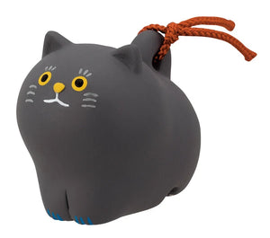 Nyan Buku Earthenware Bell | Black | Decole (Japan)