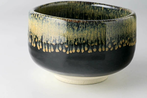Ceramic Handmade Matcha Bowl | Black/Gold | Tenmoku Kin Unofu Nagashi (Japan)