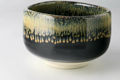 Ceramic Handmade Matcha Bowl | Black/Gold | Tenmoku Kin Unofu Nagashi (Japan)