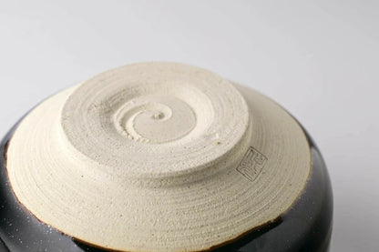 Ceramic Handmade Matcha Bowl | Black/Gold | Tenmoku Kin Unofu Nagashi (Japan)