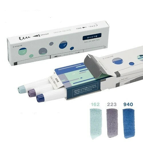Dual Tip Ink Pen Set | Horizontal Line at Night | Sailor (Japan)