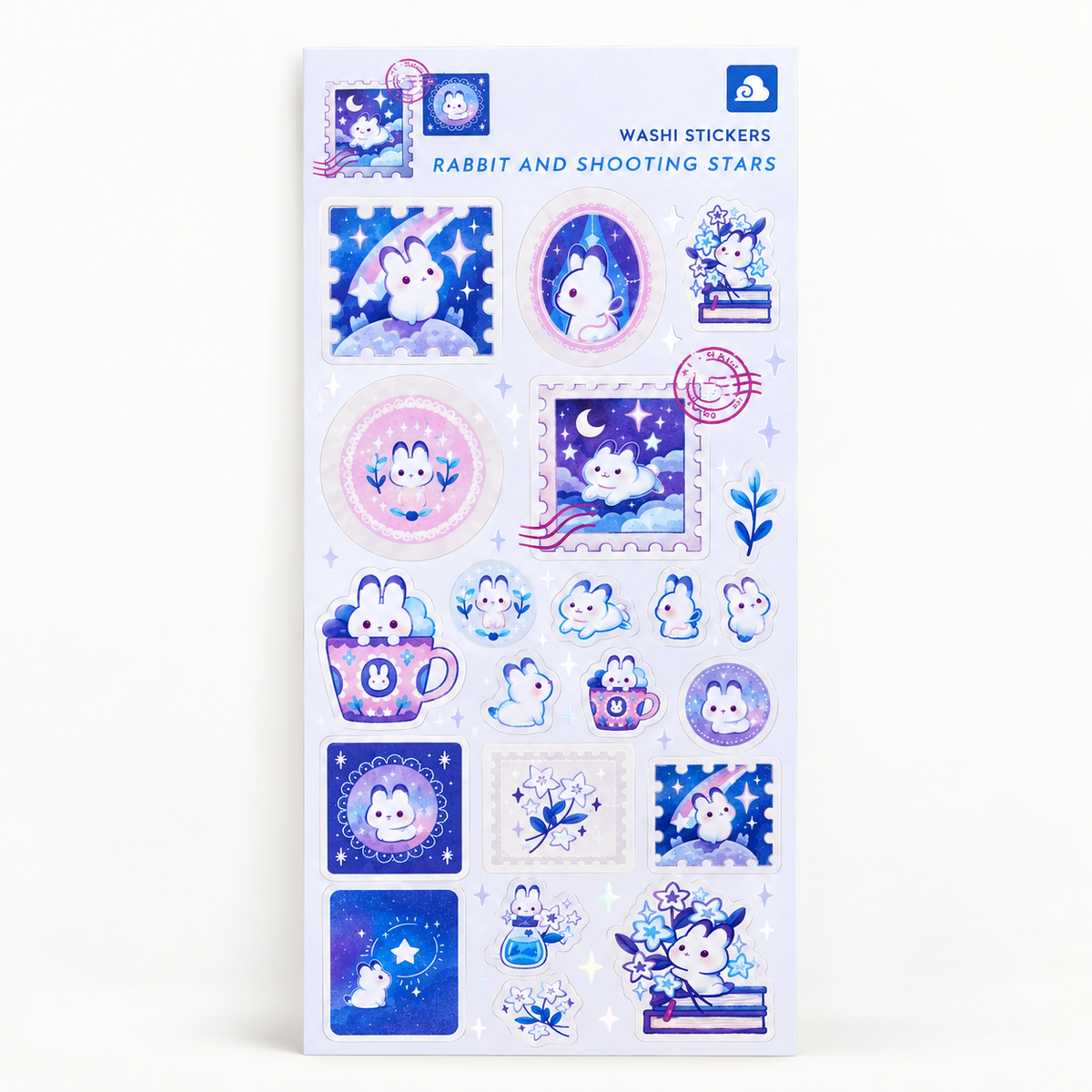Rabbit and Shooting Stars Washi Sticker Sheet | Thousand Skies (CA)