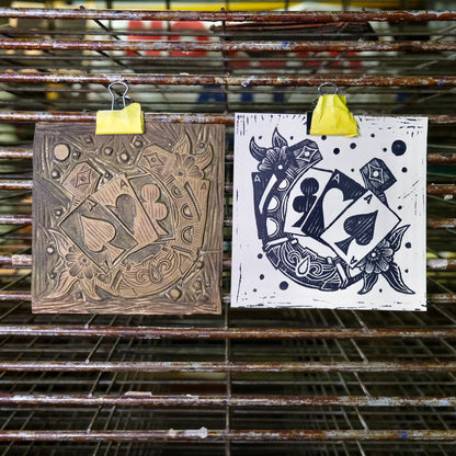 Lucky Linocut Print | BW Tattoo Series | Luke Martin (MD)