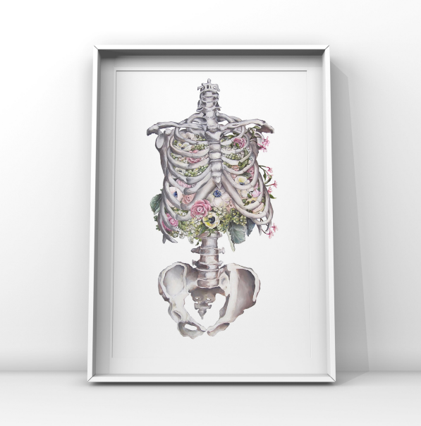 Floral Skeleton Anatomy Art Print | Trisha Thompson Adams (OK)