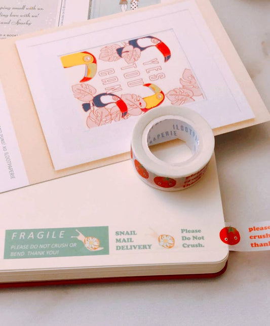 Don't Crush Tomato & Fragile Snail Combo Washi Tape | ILOOTPAPERIE (CA)