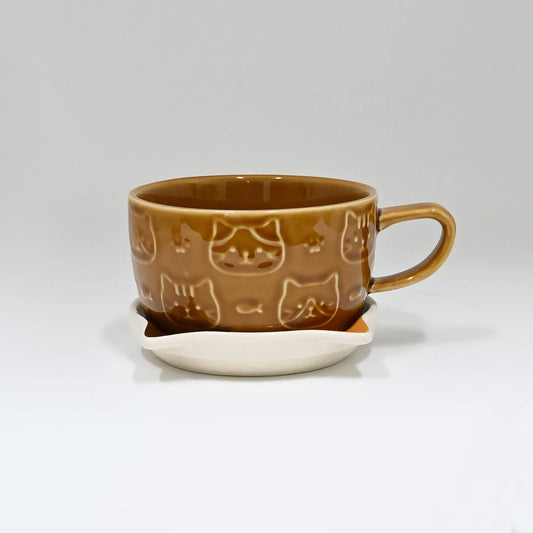 Calico Cat Coffee Mug With Saucer Lid | Nagomi (Japan)