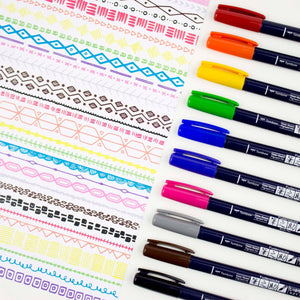 Fudenosuke Colors Calligraphy Brush Pens | 10-Pack | Tombow (Japan
