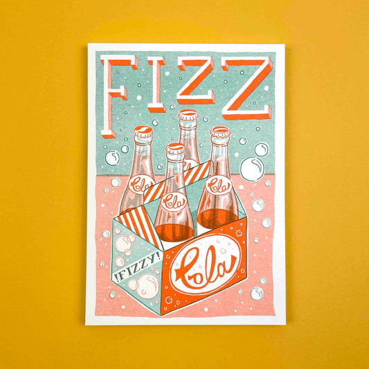 A5 Fizz Cola Bottles Risograph Print | Jacqueline Colley (UK)