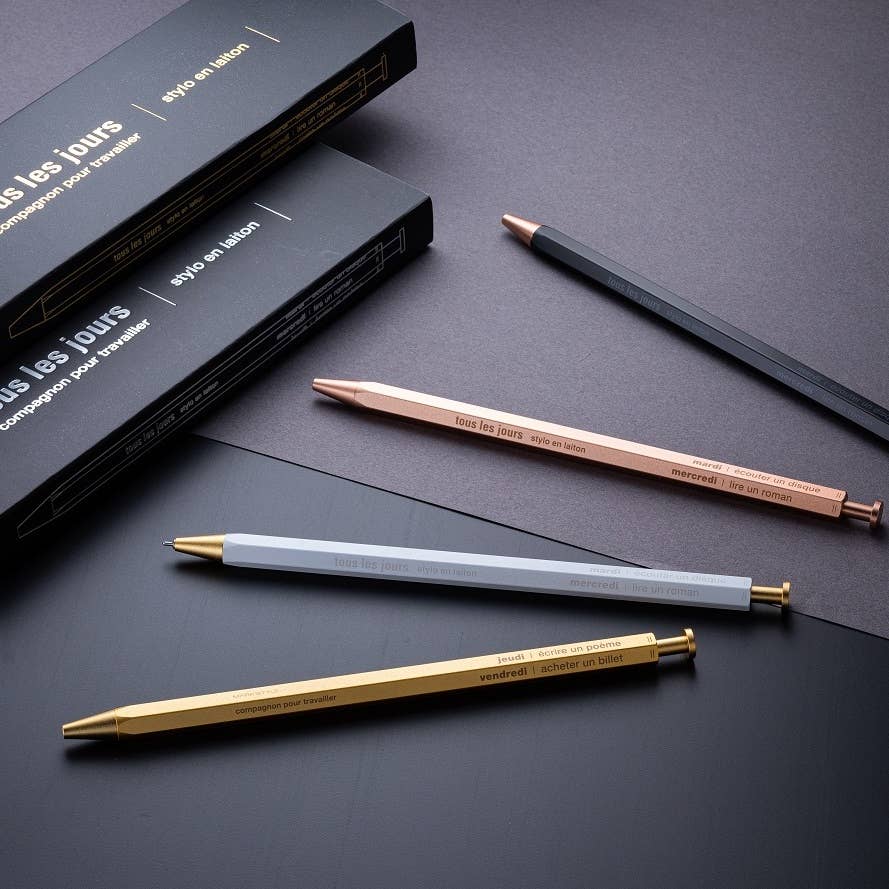 Tous Les Jours Gel Brass Ballpoint Pen | Silver |  Mark's Inc (Japan)