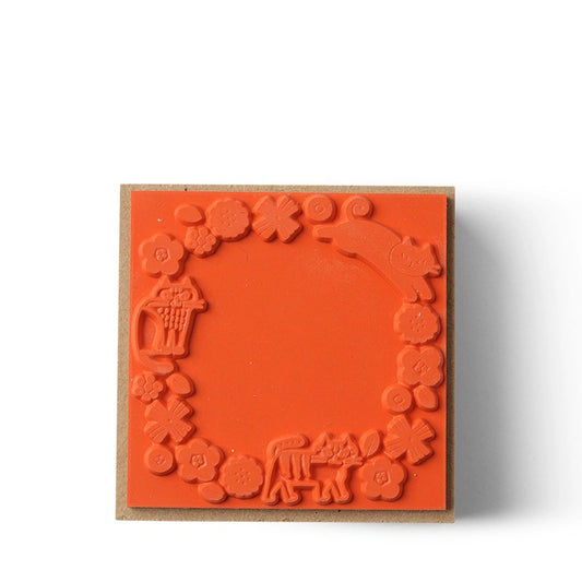 Floral Cat Rubber Stamp | Decole (Japan)
