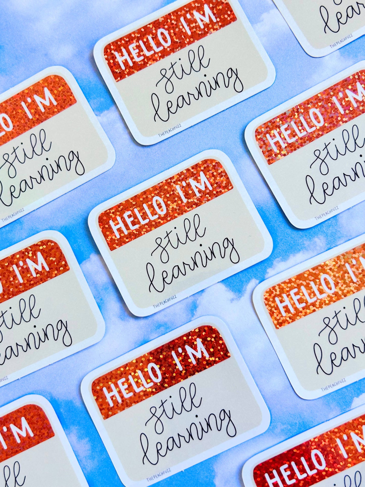 Hello I'm Still Learning Glitter Sticker | The Peach Fuzz (CA)