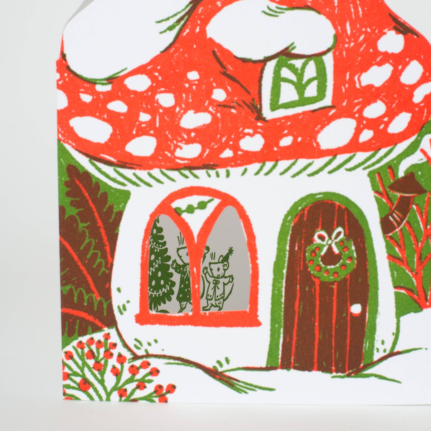 Merry Mushroom House Letterpress Holiday Card | Egg Press (OR)