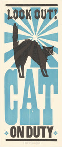 Cat On Duty Letterpress Print | Blue | Hatch Show Print (TN)