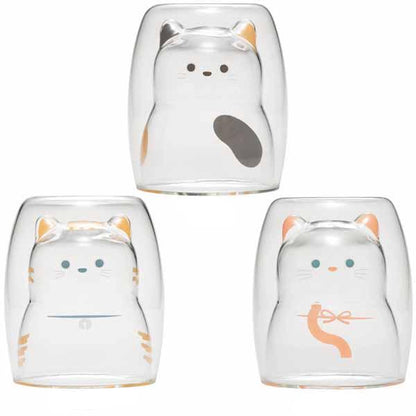 Double-walled Glass Cat tumbler (Japan)