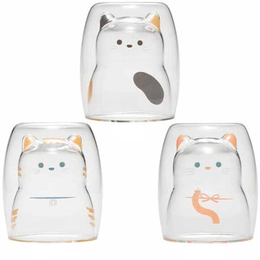 Double-walled Glass Cat tumbler (Japan)