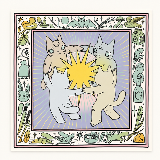 Cats Dancing Around Star Print | Deth P. Sun (CA)