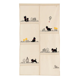 Embroidered Black Cat Noren Curtain | Narumi (Japan)