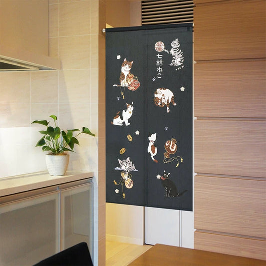 Lucky Cats Noren Curtain (Japan)