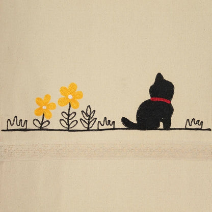 Embroidered Black Cat Noren Curtain | Narumi (Japan)