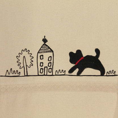 Embroidered Black Cat Noren Curtain | Narumi (Japan)