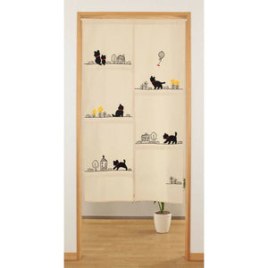 Embroidered Black Cat Noren Curtain | Narumi (Japan)