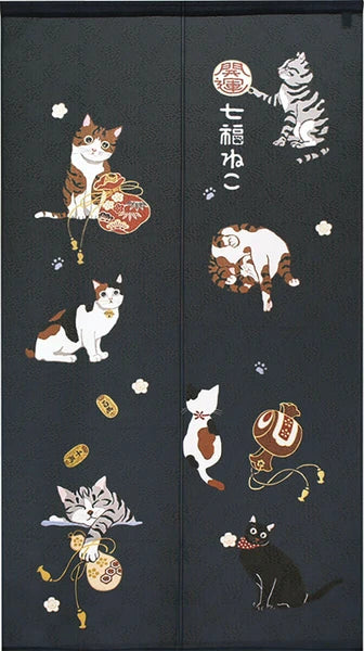 Lucky Cats Noren Curtain (Japan)