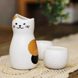 Calico Cat Ceramic Sake Set (Japan)