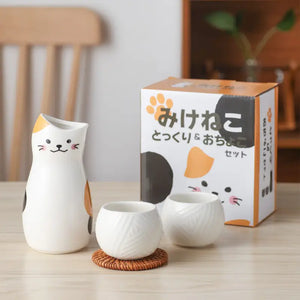 Calico Cat Ceramic Sake Set (Japan)