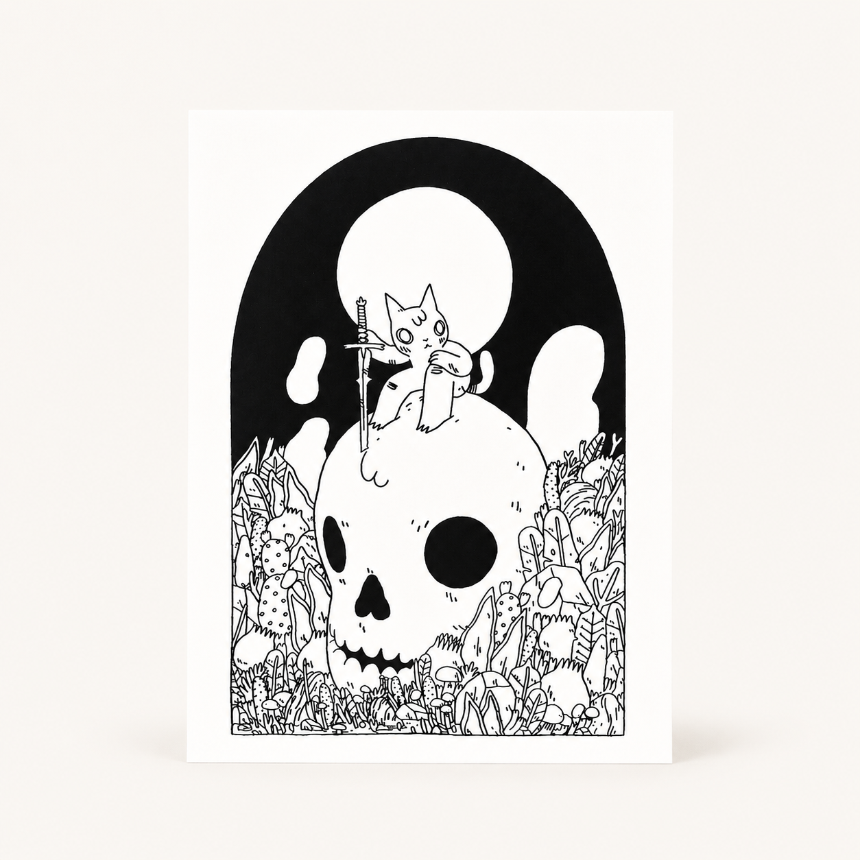 Cat on Skull Vinyl Sticker | Deth P. Sun (CA)