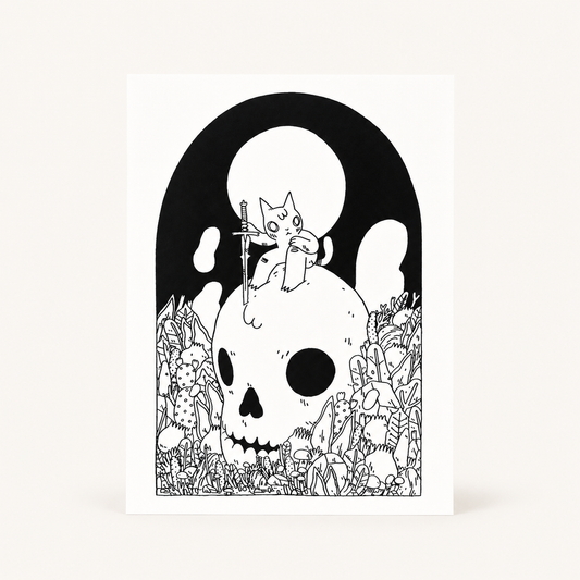 Cat on Skull Vinyl Sticker | Deth P. Sun (CA)