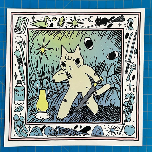 Cat Walking in Forest with Knife Print | Deth P. Sun (CA)