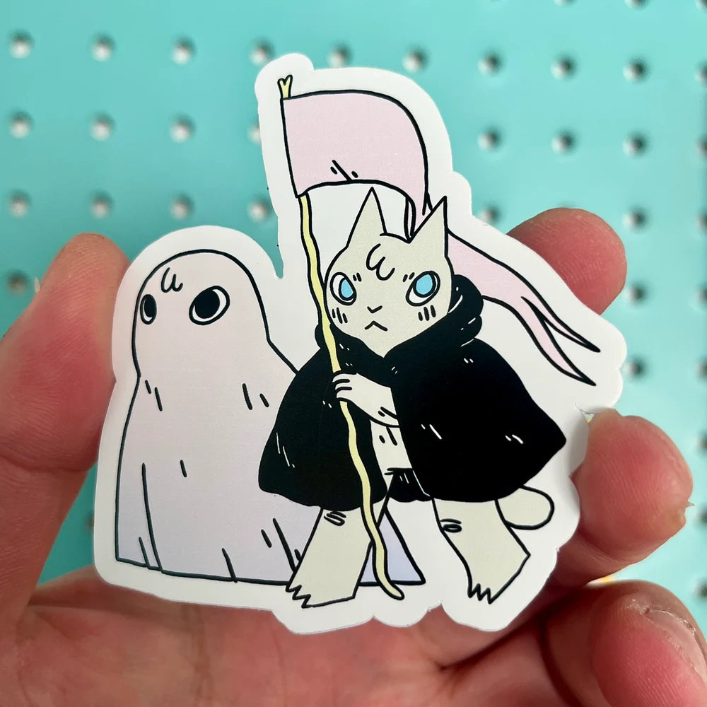 Cat with Banner Vinyl Sticker | Deth P. Sun (CA)
