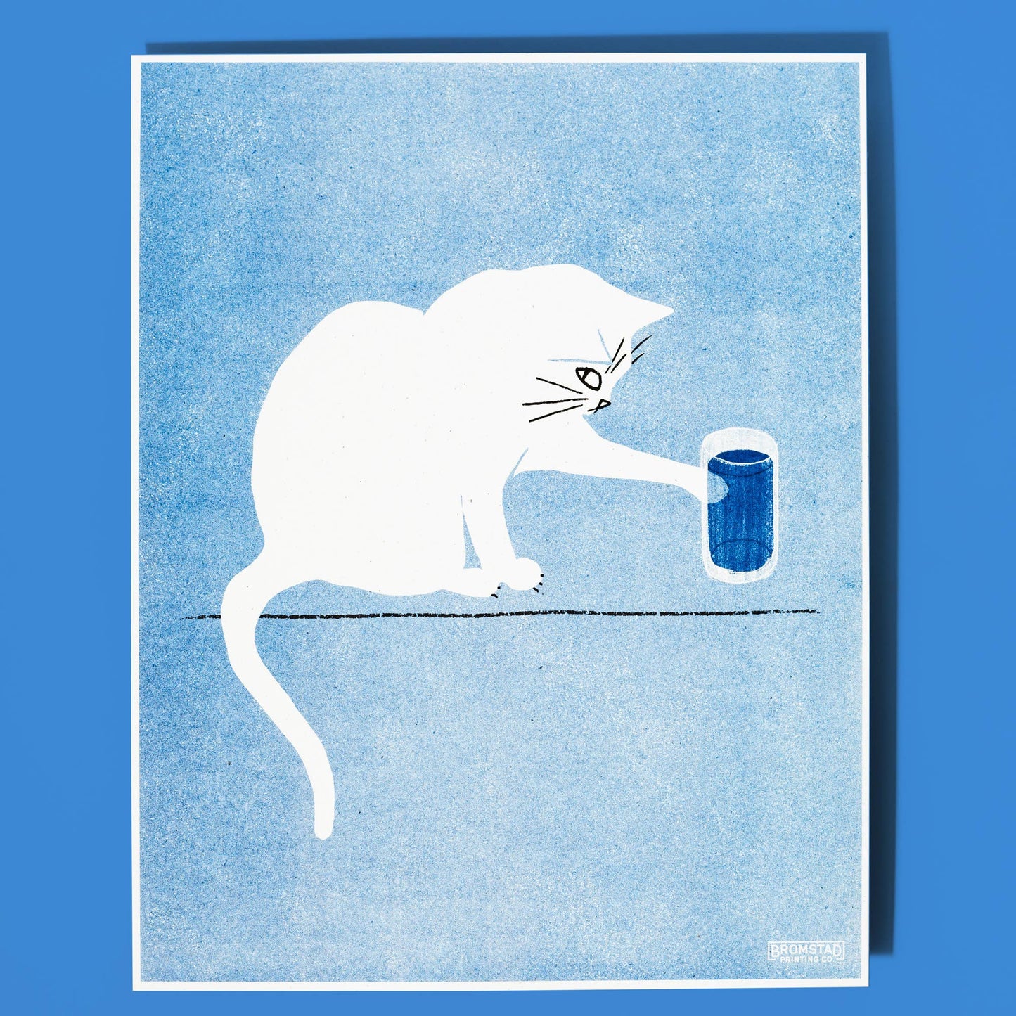 Water Glass Cat Art Print | Bromstad Printing Co. (VA)
