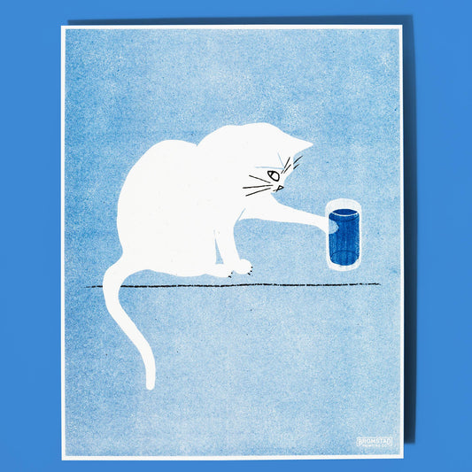 Water Glass Cat Art Print | Bromstad Printing Co. (VA)