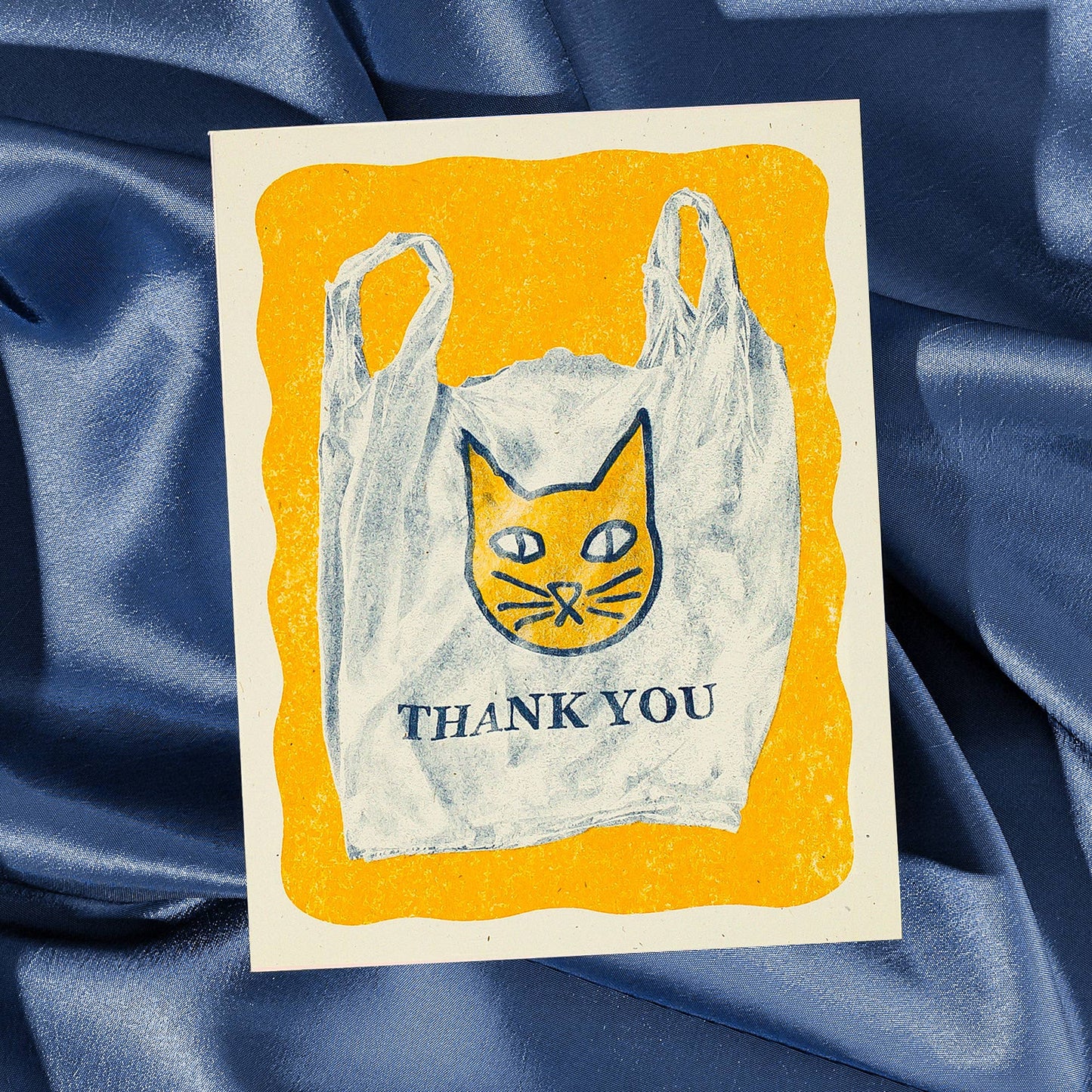 Thank You Cat Bag Risograph Card | Bromstad Printing Co. (VA)