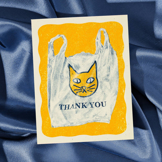 Thank You Cat Bag Risograph Card | Bromstad Printing Co. (VA)
