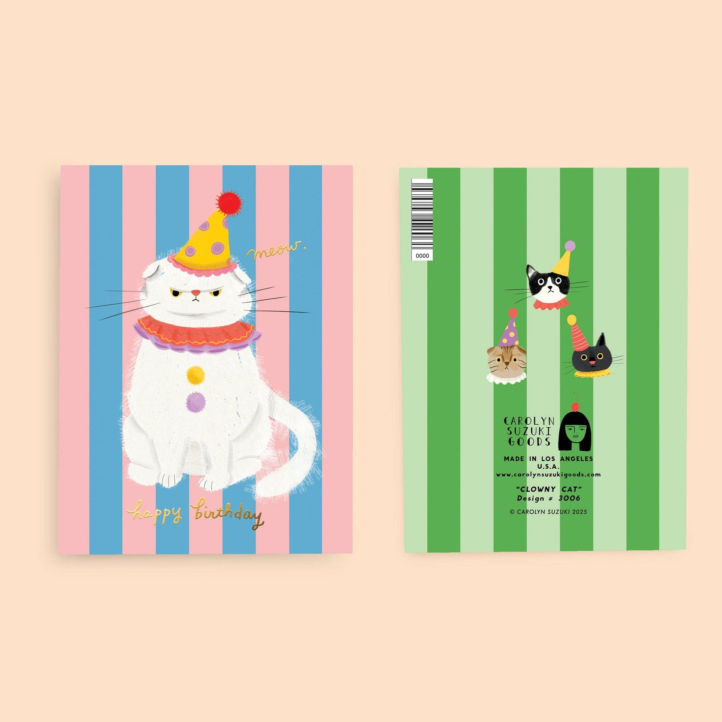 Clowny Cat Birthday Card | Carolyn Suzuki (CA)